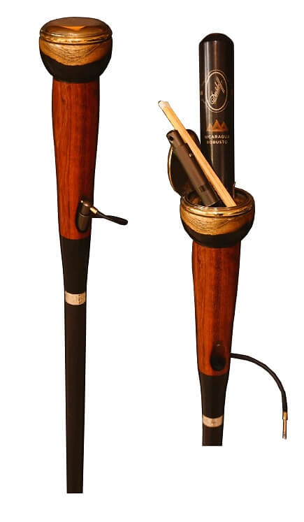 Cigar system cane, Luxury cane, luxury canes, luxury walking canes, luxury walking sticks, creator of luxury walking canes, walking sticks by association of precious woods and precious metals. All our canes are made to measure.