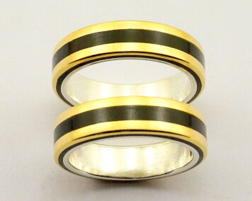 Ring 3, Couple wedding rings wood gold