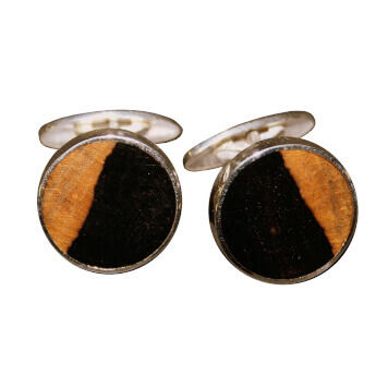 Cufflinks - ebony - Sterling Silver. Unique cufflinks created with precious wood and 925/1000 sterling silver.