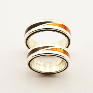 Couple - Wedding rings - wood - Sterling silver. Unique and exclusive wedding rings. We work with precious wood and sterling silver 925/1000.