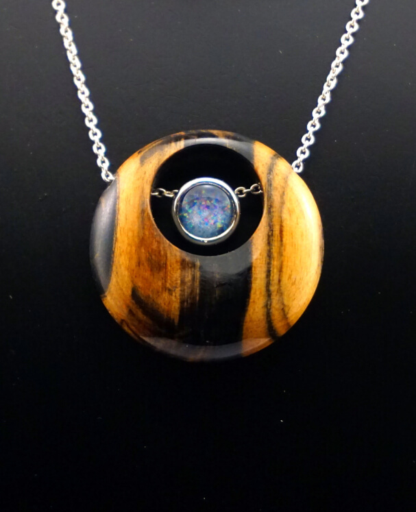 Pendants - Wood - Sterling Silver - Opal. Unique pendants created with precious wood, 925/1000 sterling silver.
